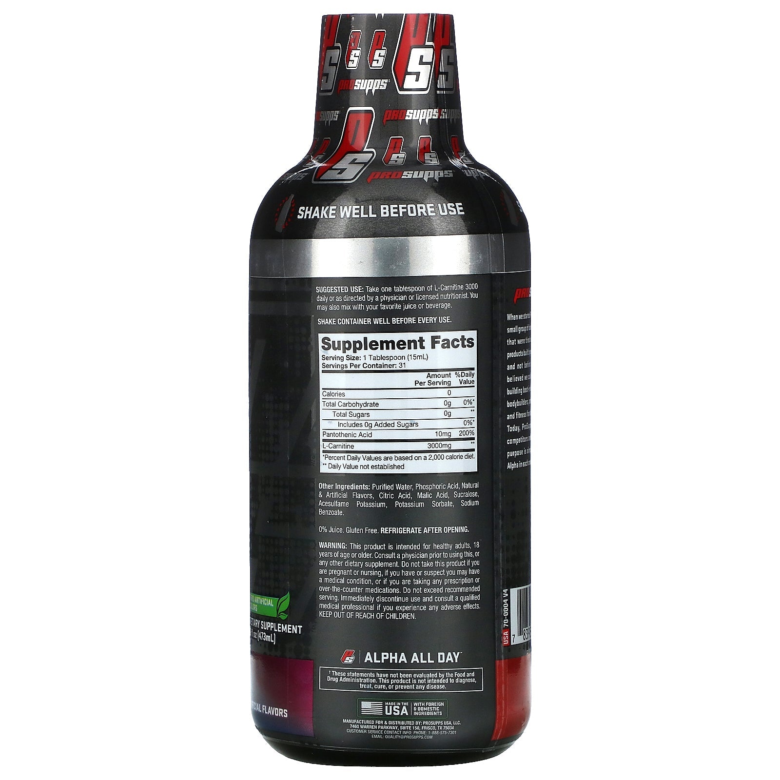 PROSUPPS L-Carnitine 3000 Liquid Shots for Men and Women Blue Razz Fla Healthland Co. PROSUPPS L-Carnitine 3000 Liquid Shots for Men and Women Blue Razz Fla Healthland Co.