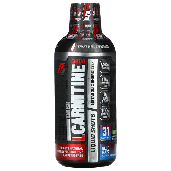 PROSUPPS L-Carnitine 3000 Liquid Shots for Men and Women Blue Razz Flavor - Workout Drink for Performance and Muscle Recovery (31 Servings)