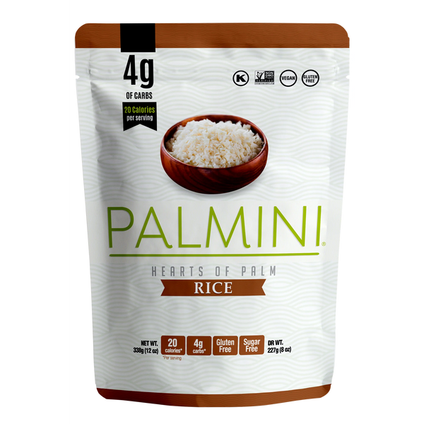 Palmini Rice | Low-Carb, Low-Calorie Hearts of Palm Rice | Keto, Gluten Free, Vegan, Non-GMO 227g