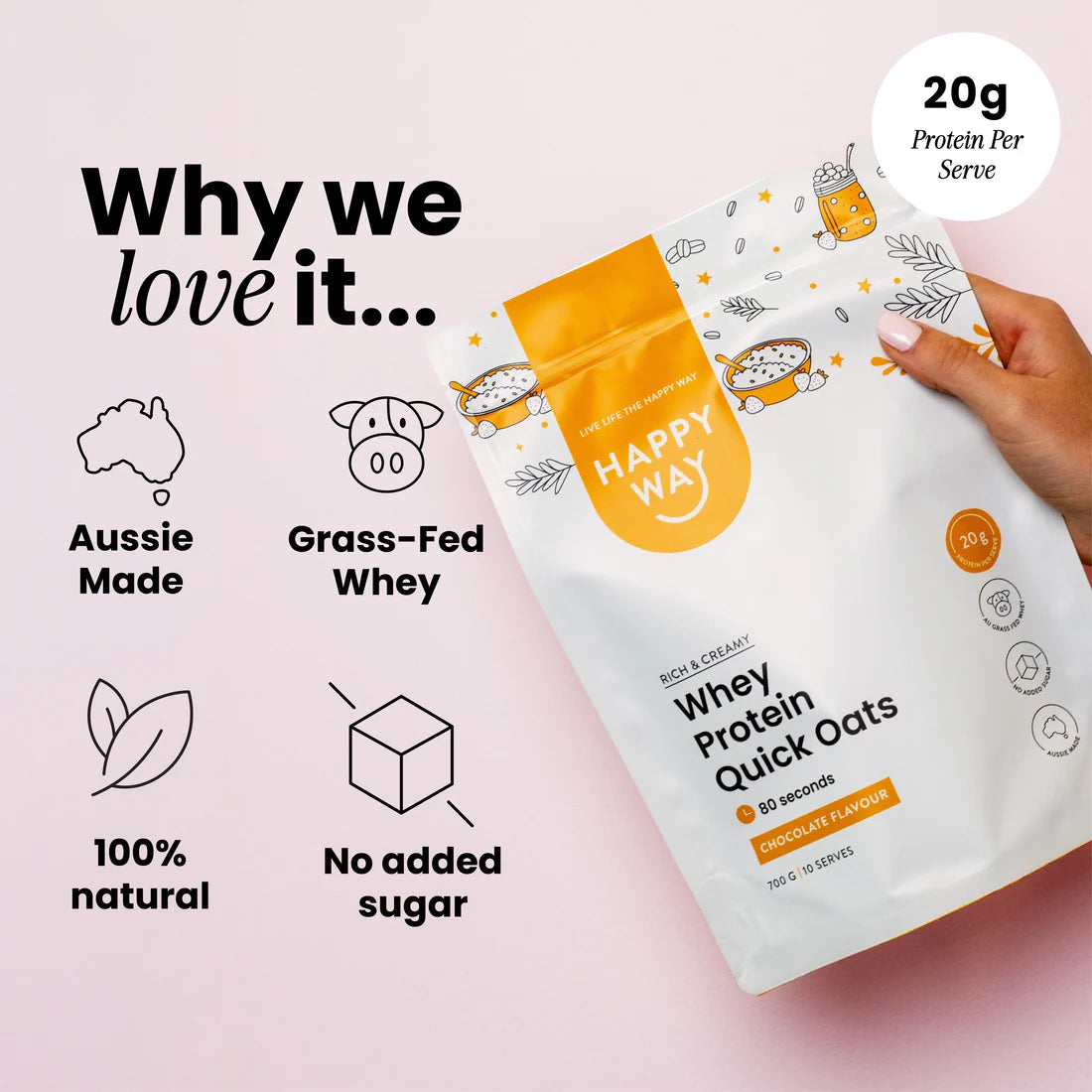 هابي واي شوفان سريع التحضير مع واي بروتين بالشوكولاتة 700غم