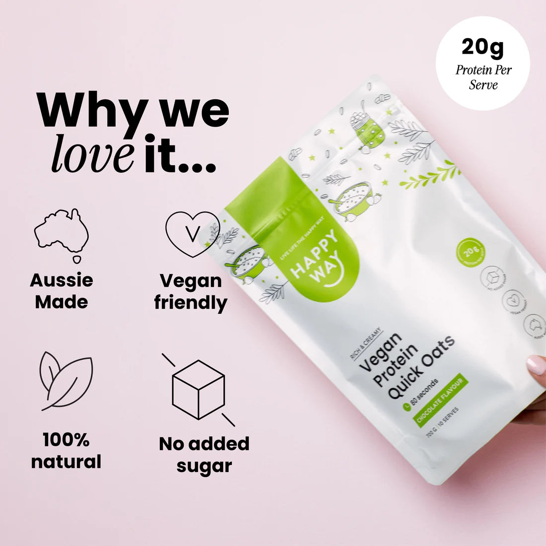 هابي واي شوفان سريع التحضير مع بروتين نباتي بالشوكولاتة 700غم