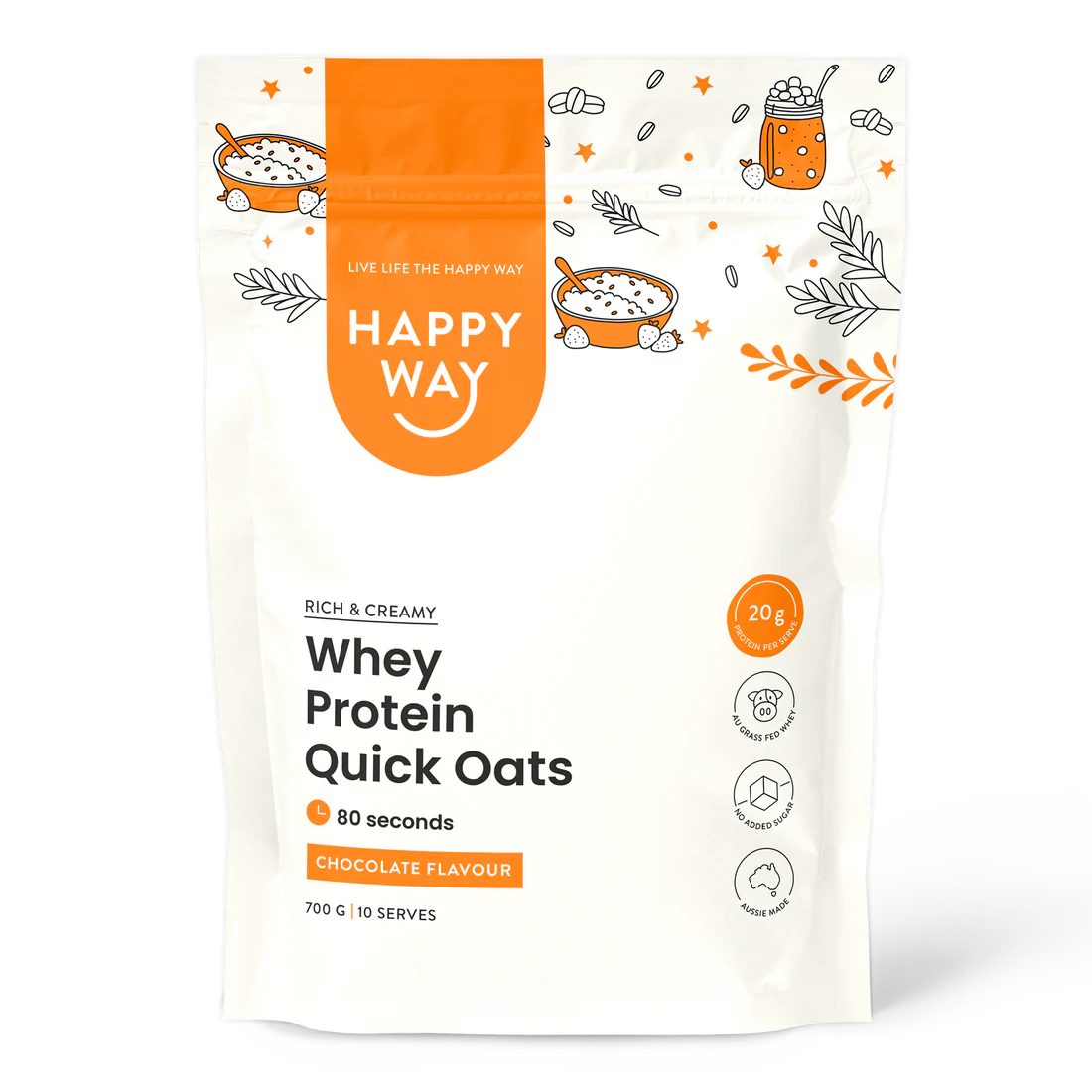 هابي واي شوفان سريع التحضير مع واي بروتين بالشوكولاتة 700غم