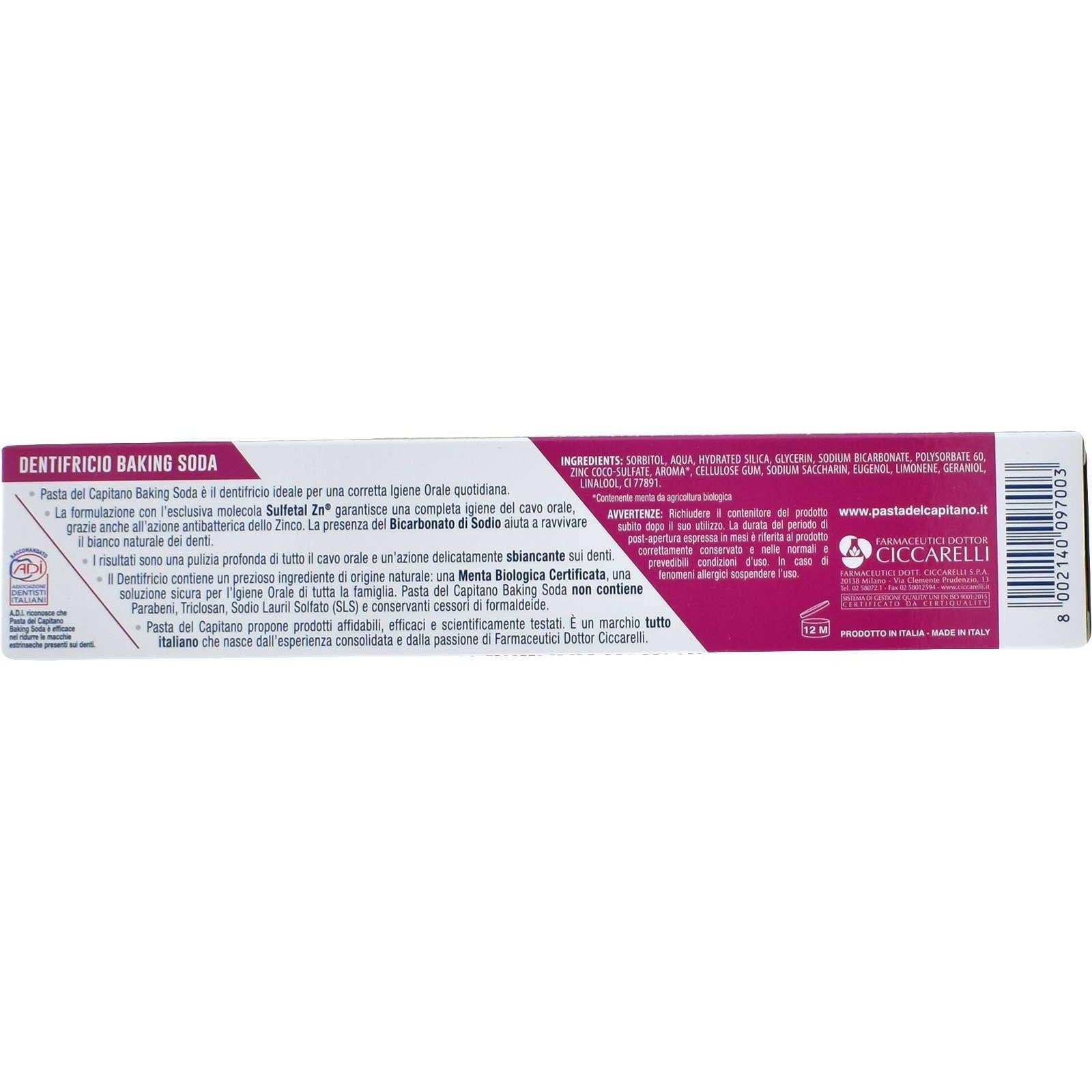 Pasta Del Capitano Baking Soda Toothpaste 75ml