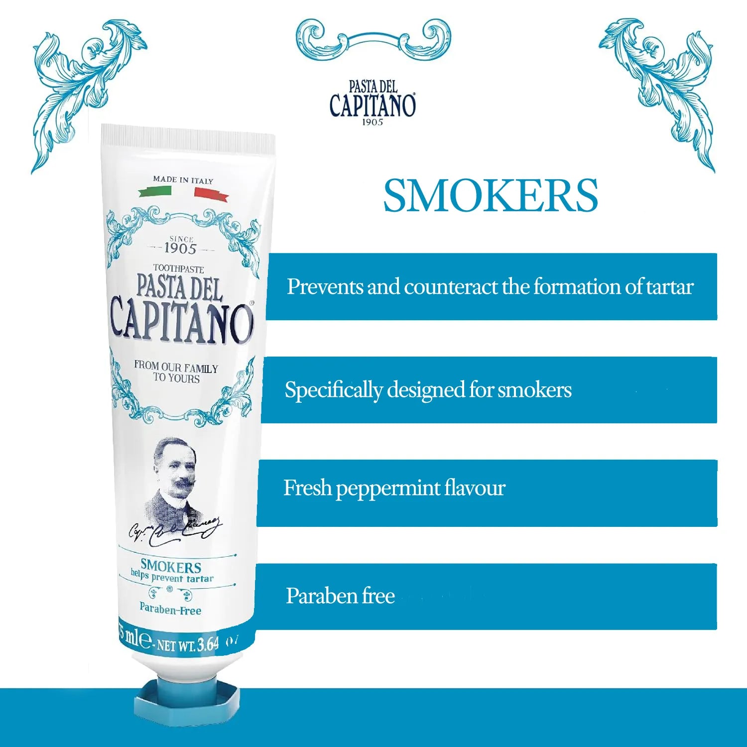 Pasta del Capitano Smokers Toothpaste 75 ML