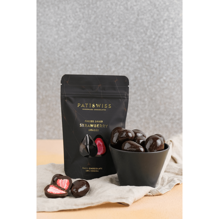 Patiswiss Freeze Dried Strawberry Covered with Dark Chocolate 80g