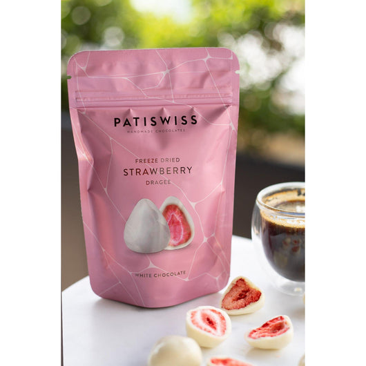 Patiswiss Freeze Dried Strawberry Covered with White Chocolate 80g