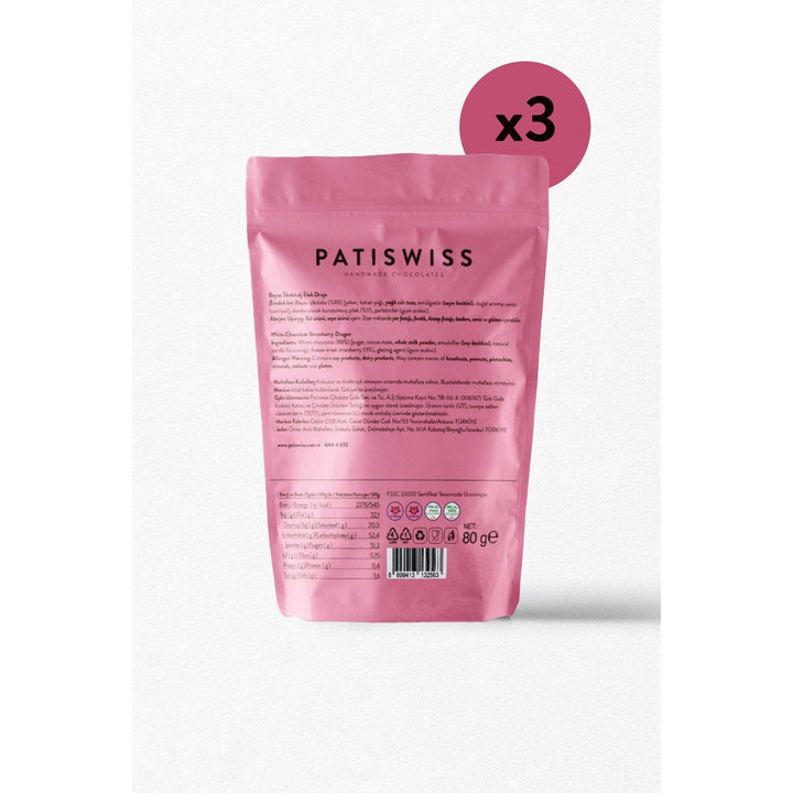 Patiswiss Freeze Dried Strawberry Covered with White Chocolate 80g