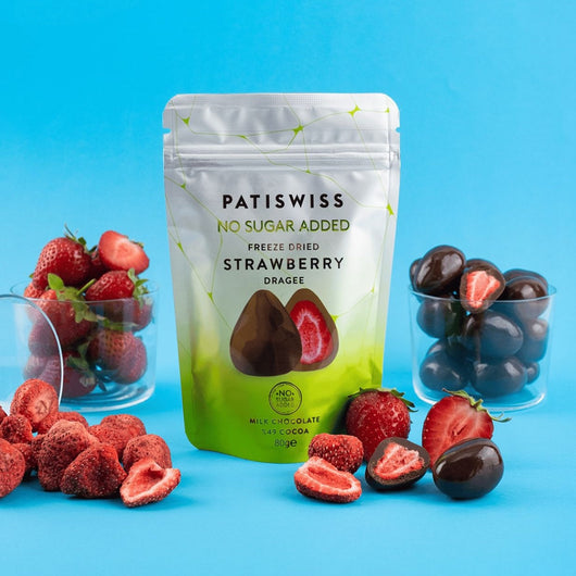 Patiswiss No Sugar Added Freeze Dried Strawberry Covered with Milk Chocolate 80g