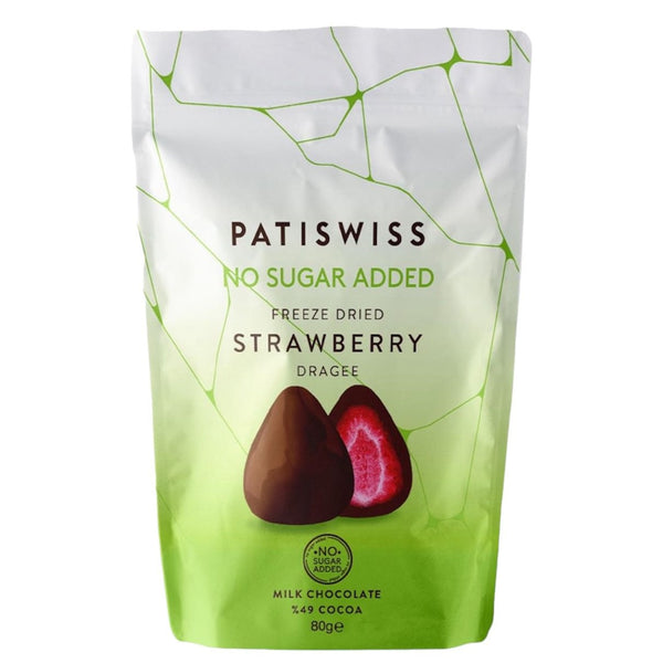 Patiswiss No Sugar Added Freeze Dried Strawberry Covered with Milk Chocolate 80g