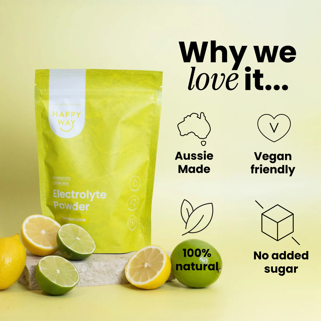 Happyway Electrolyte Powder Lemon Lime 300g