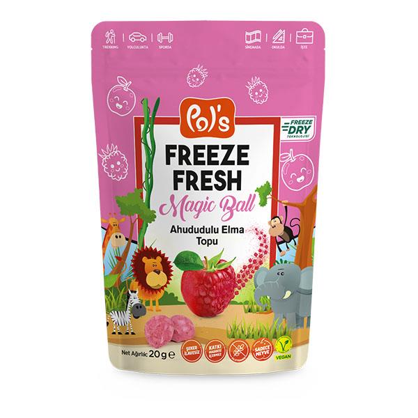 Pol's Freeze Fresh Magic Ball Raspberry & Apple, Healthy Snack, 100% Fruit, No Additives, No Added Sugar 20g