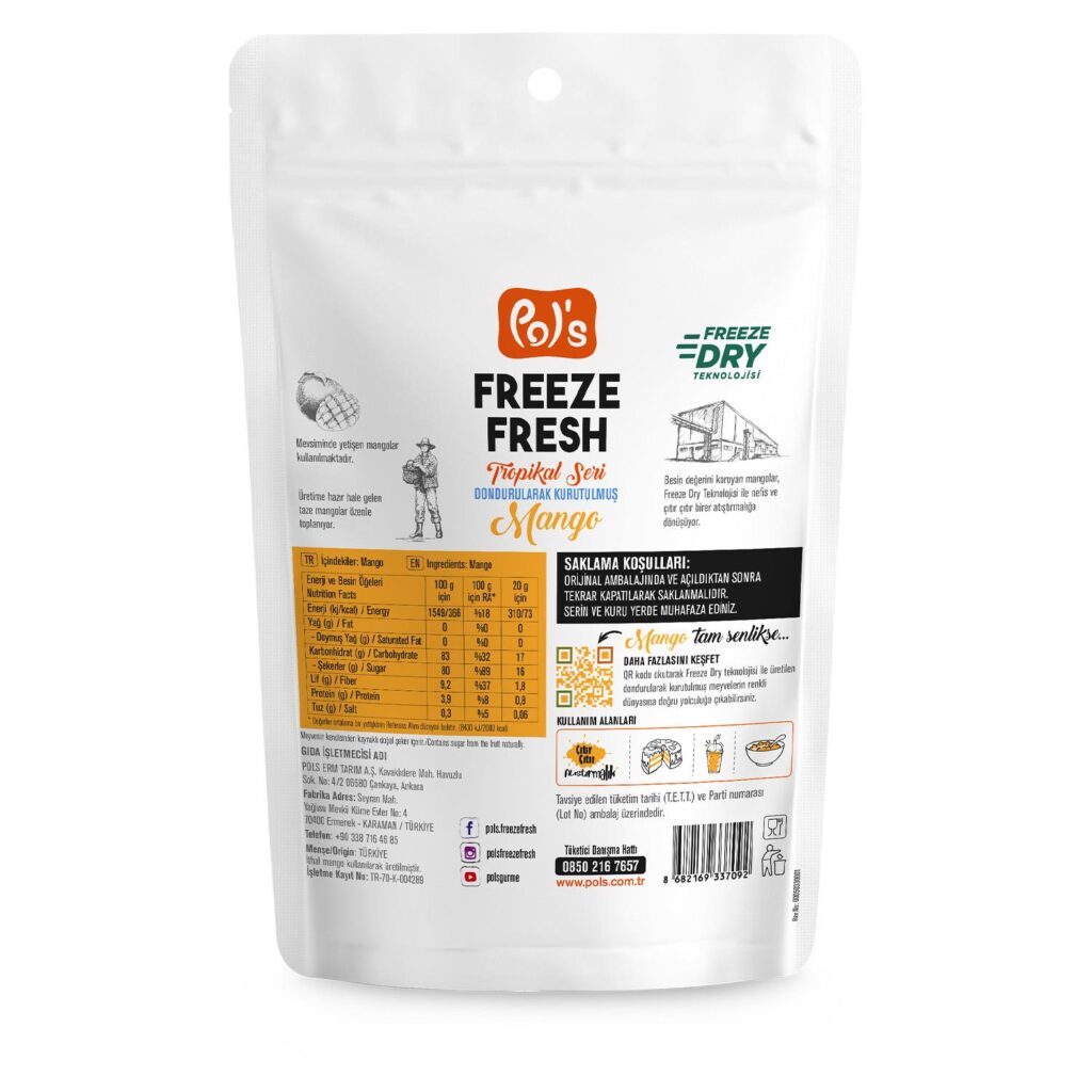 Pol’s Freeze Fresh Mango Freeze Dried No Added Sugar Non-GMO 20g