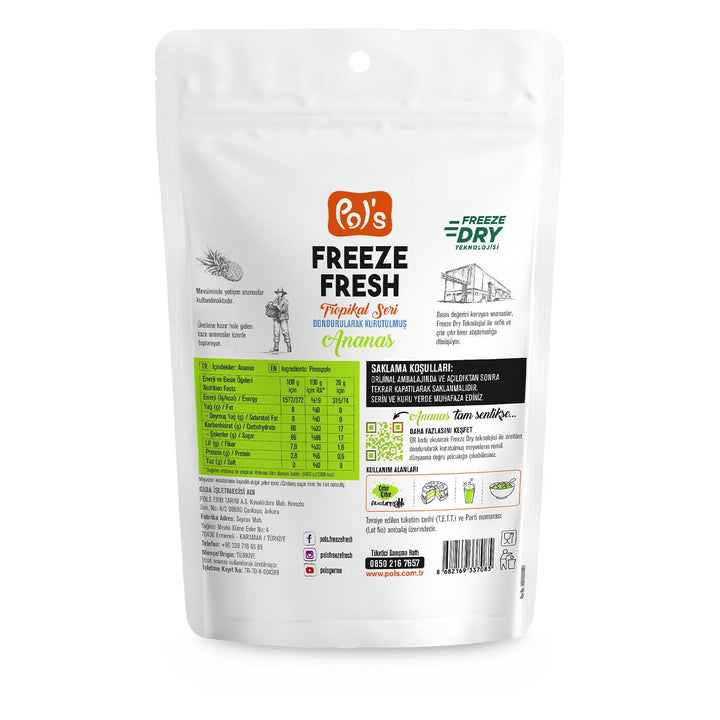 Pol’s Freeze Fresh Pineapple Freeze Dried No Added Sugar Non-GMO 20g