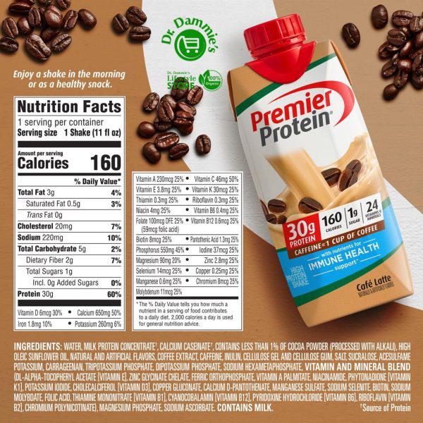 Premier Protein Shake 30g Protein 1g Sugar Cafe Latte 325ml
