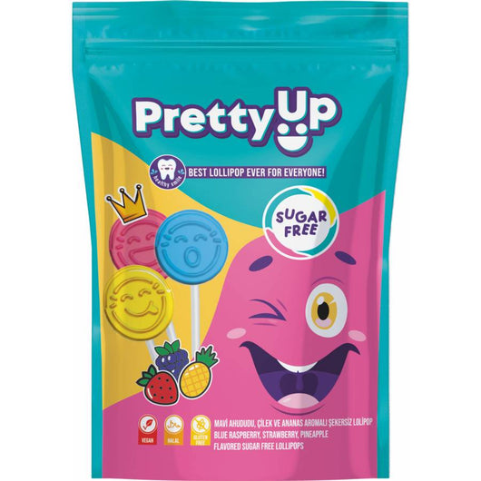 Pretty Up pretty lollipop for everyone! SUGAR FREE blue raspberry, strawberry, pineapple flavoured