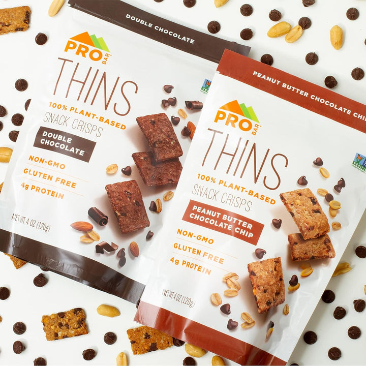 Pro Bar Thins 100% Plant Based Snack Crisps Double Chocolate 4g Protein Gluten Free 120g