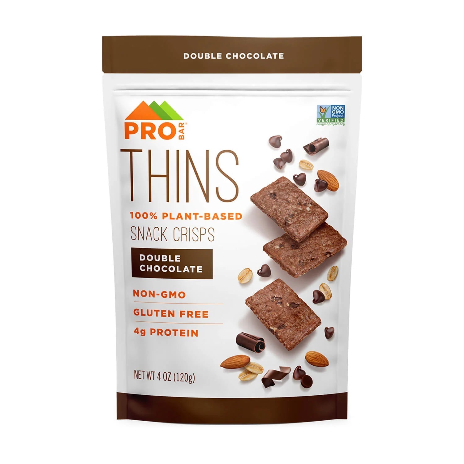 Pro Bar Thins 100% Plant Based Snack Crisps Double Chocolate 4g Protein Gluten Free 120g