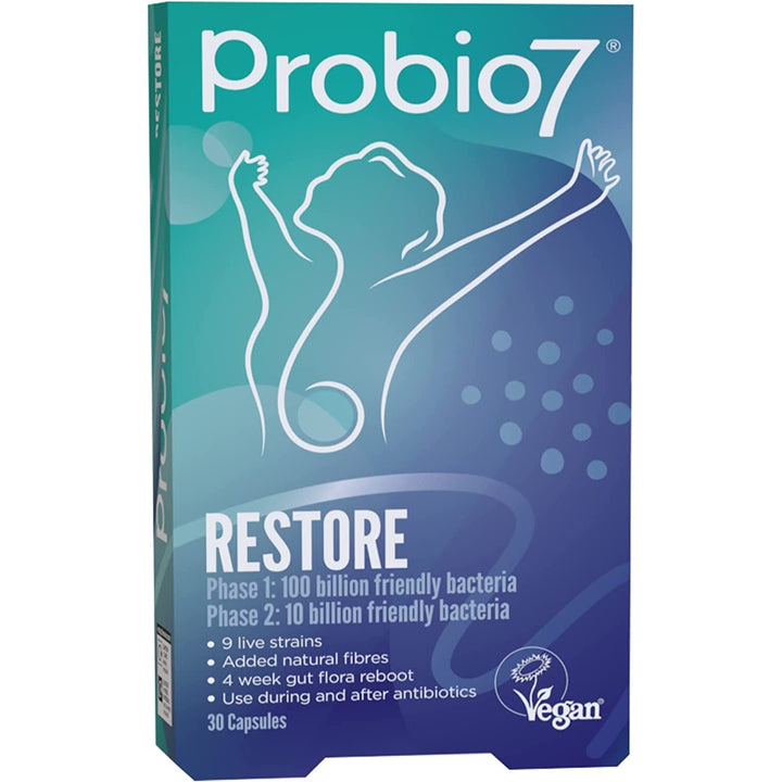 Probio7 Restore 2 Phases Probiotics For Those on Antibiotics Vegan 30 Capsules