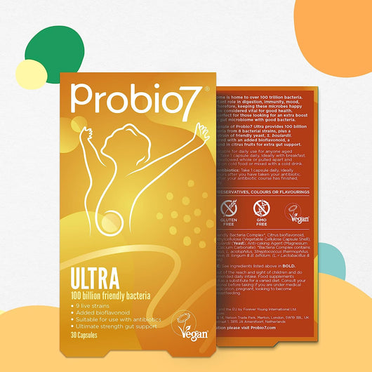 Probio7 ULTRA Probiotics 100 billion 9 Live Strains with added bioflavonoid 30 Vegan Capsules