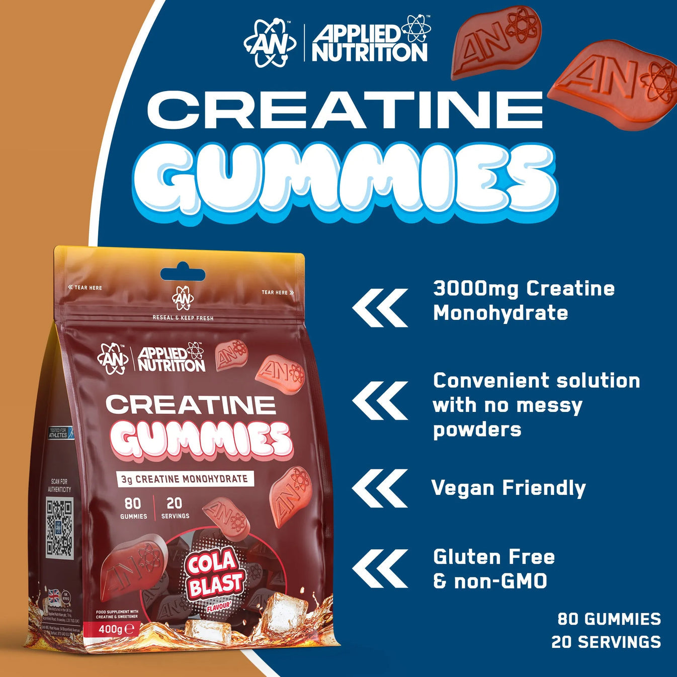Applied Nutrition Creatine Monohydrate Gummies Cola Blast 400g