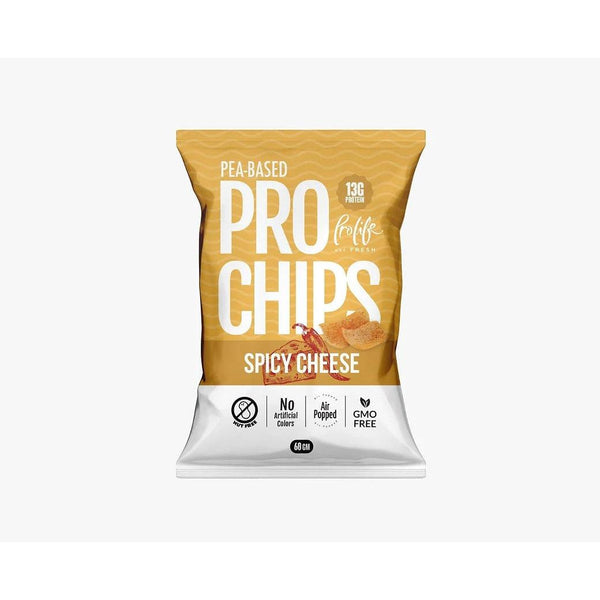 Prolife Pro Chips Pea Based Spicy Cheese High Protein Non-GMO No Artificial Colors 60g