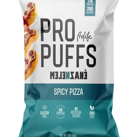 Prolife Pro Puffs Spicy Pizza High Protein Gluten Free Non-GMO No Artificial Colors 50g
