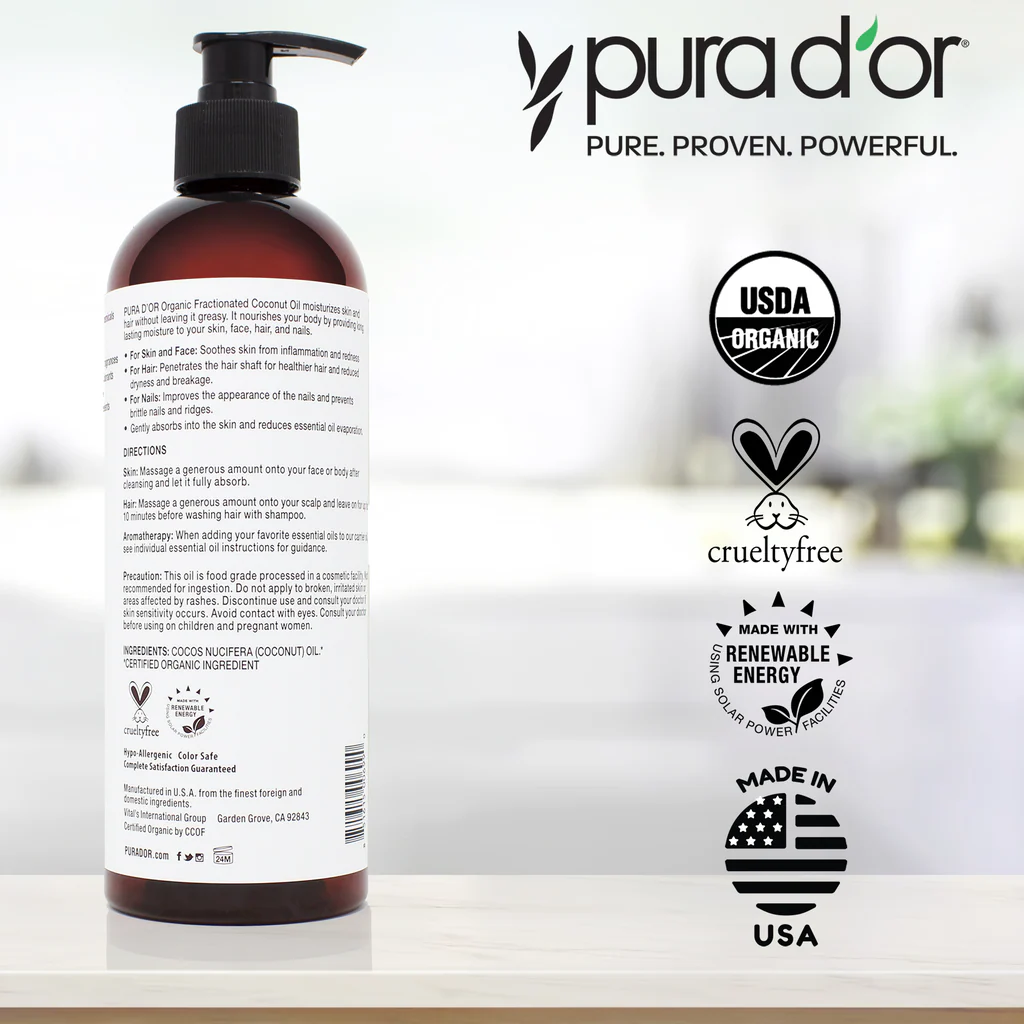 Pura D'or Organic Fractionated Coconut Oil 473 ml