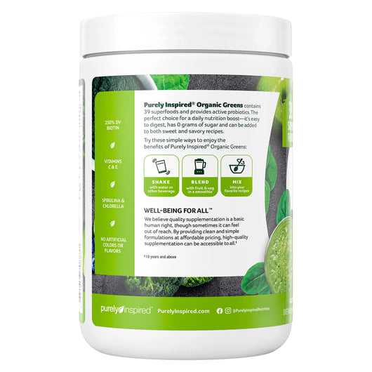 Purely Inspired Organic Greens Supergreens Superfood Powder Blend , Unflavored 242g