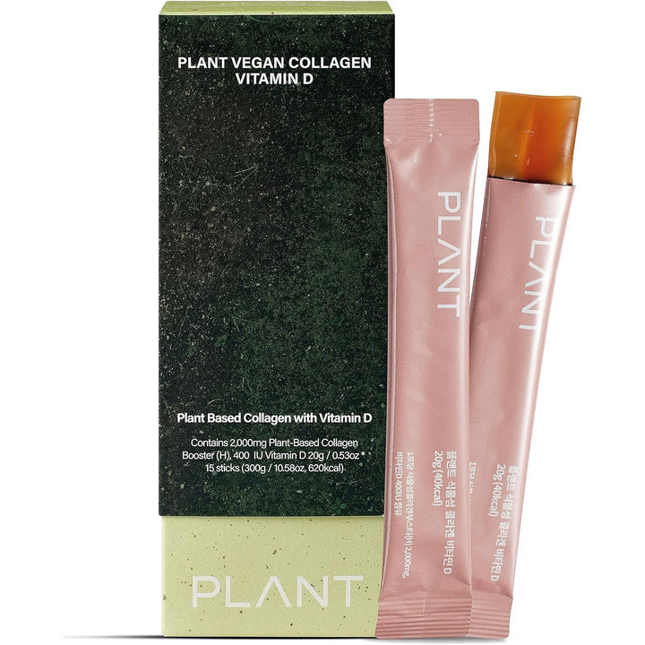 RAWGA PLANT Vegan Collagen with Vitamin D3 - Real Plant-Based Collagen Jelly Supplement, Low-Molecular Collagen Peptides, Citrus Yuzu Flavor 15 Sticks