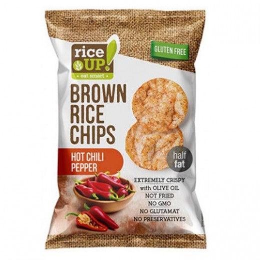 RICE UP GLUTEN FREE BROWN RICE CHIPS WITH HOT CHILI PEPPER 60 G