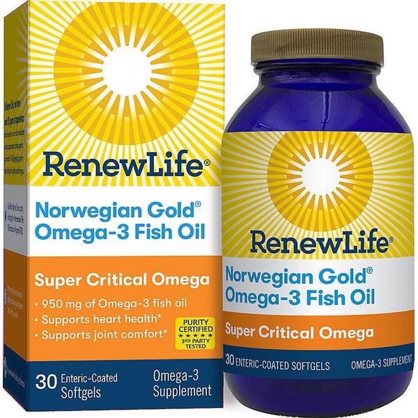 RenewLife Super Critical Omega Norwegian Gold Omega 3 Fish Oil – 30 Softgels