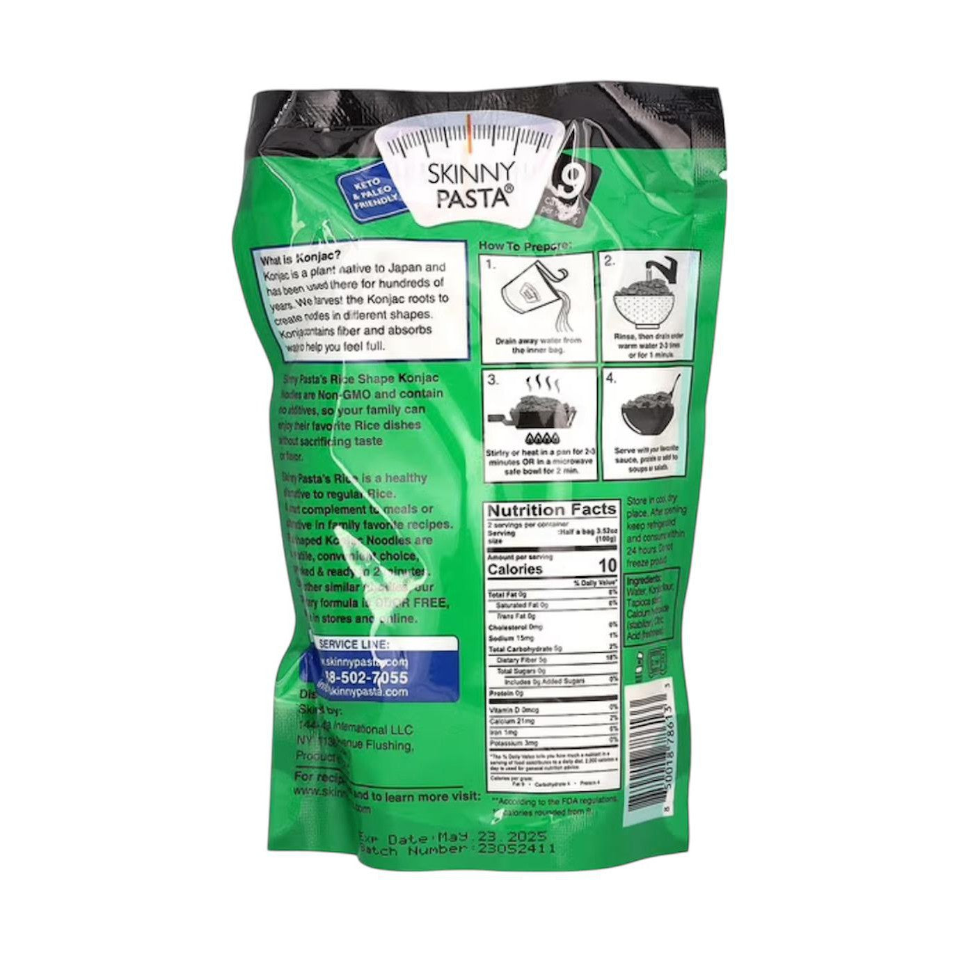 SKINNY PASTA Rice Shape Konjac Rice Keto & Paleo Friendly 270g