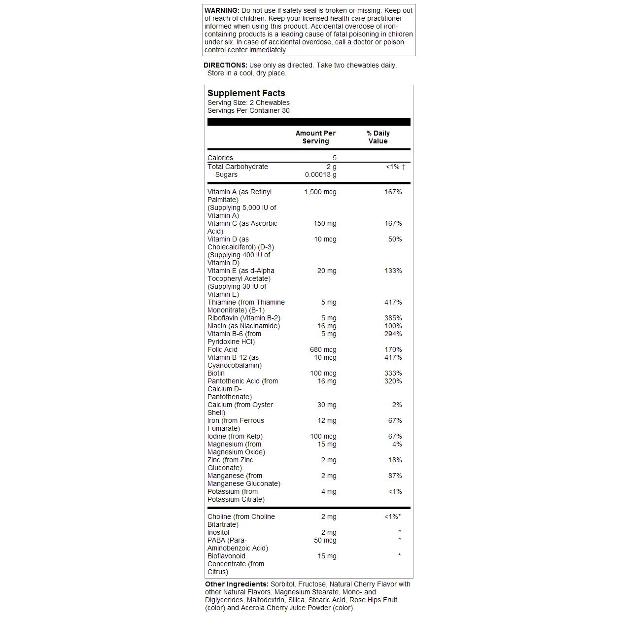 SOLARAY Kids Vitamins & Minerals Complete Multivitamin for Kids 60 Chewables