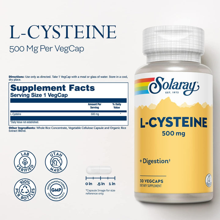 SOLARAY L-Cysteine 500 mg 30 Vegetable Capsules