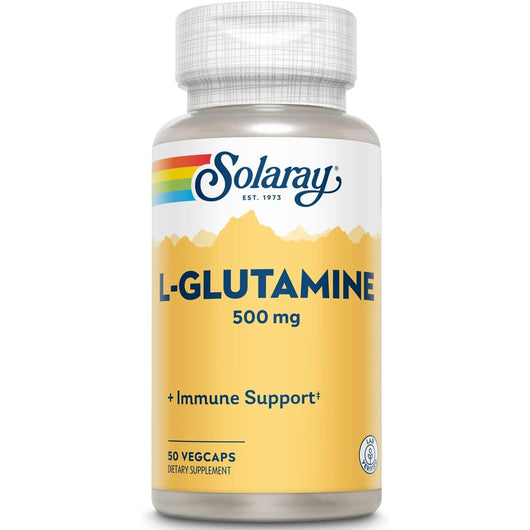 SOLARAY L-Glutamine 500mg | Healthy Muscle Recovery & Immune System Support | Non-GMO | Vegan | Lab Verified | 50 VegCaps