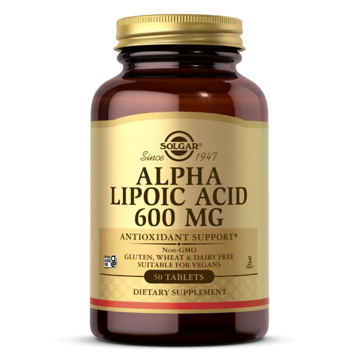 SOLGAR ALPHA LIPOIC ACID 600MG Antioxidant Support Non-GMO Gluten Free Dairy Free 50 TABLETS