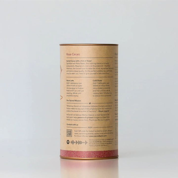 Sacred Taste Love Organic Ceremonial Grade Rose Cacao with Superfood, Premium Quality Cacao Powder 250g 25 Serves