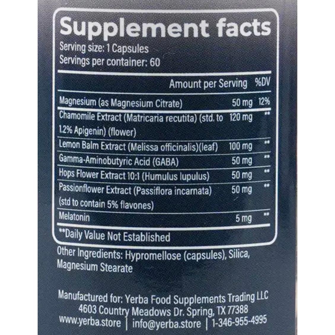 Yerba Melatonin & Magnesium Citrate Complex Halal Product 60 Capsules