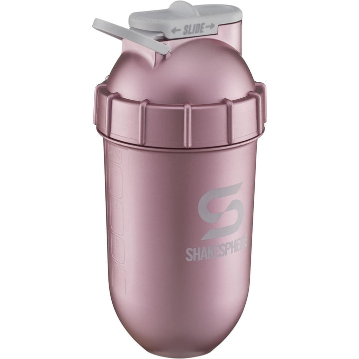 ShakeSphere Protein Shaker Bottle Tumbler View Rose Gold Clear Window 700ml