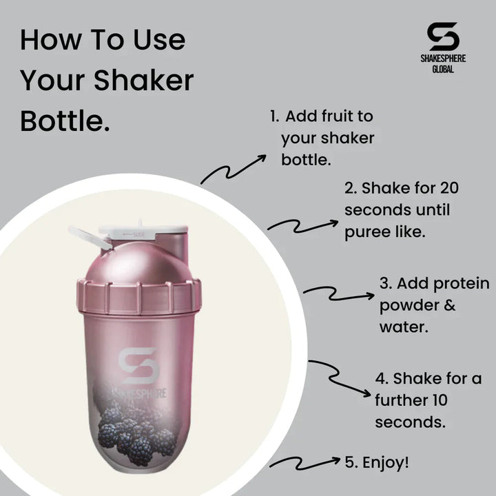 ShakeSphere Protein Shaker Bottle Tumbler View Rose Gold Clear Window 700ml