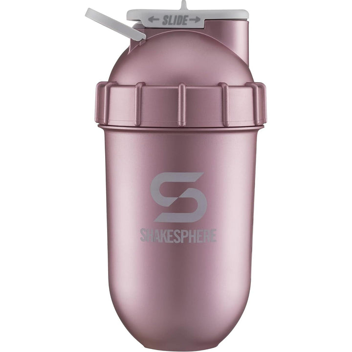 ShakeSphere Protein Shaker Bottle Tumbler View Rose Gold Clear Window 700ml