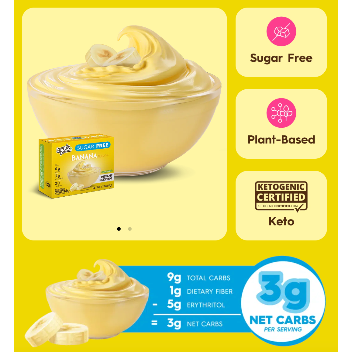 Simply Delish Banana Pudding KETO Friendly Sugar Free 48g