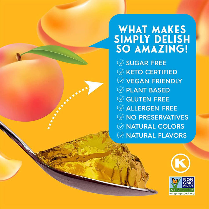 Simply Delish Peach Jelly KETO Friendly Sugar Free 0g Net Carbs 5 Calories 20g