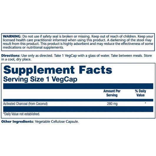 Solaray Activated Charcoal Coconut Source 280mg | 90 Veg Caps