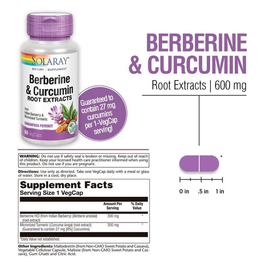 Solaray Berberine & Curcumin 60 Veg Capsules