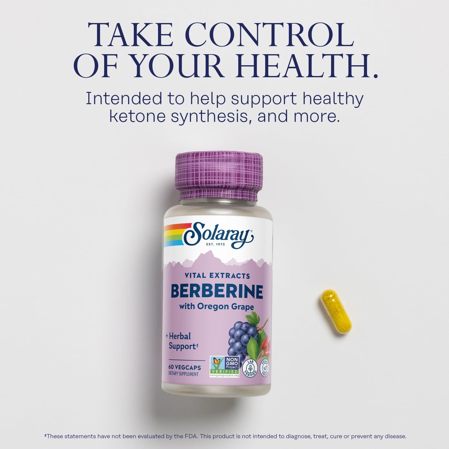 Solaray Berberine HCL 500 mg from Indian Barberry Root, Berberine HCl Extract 60 Vegetable Capsules