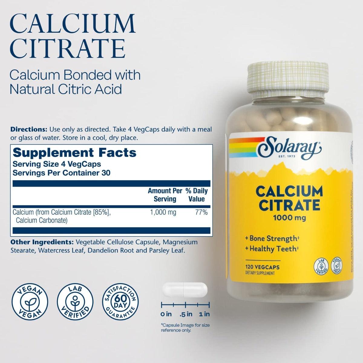 Solaray Calcium Citrate 1000mg 120vegCaps