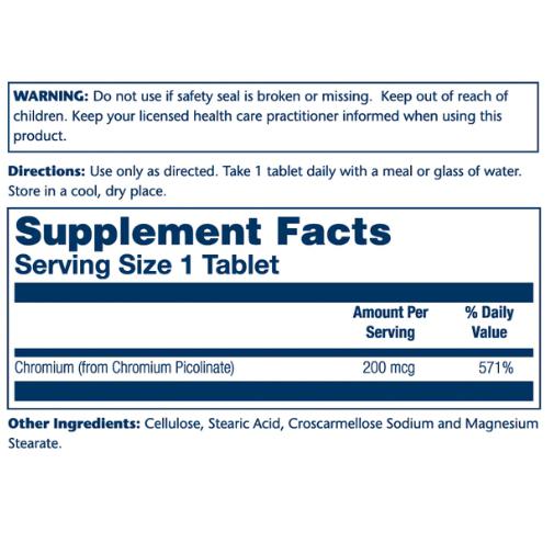 Solaray Chromium Picolinate 200 mcg 200 Tablets