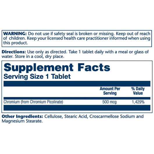 Solaray Chromium Picolinate, 500 mcg 60 Tablets