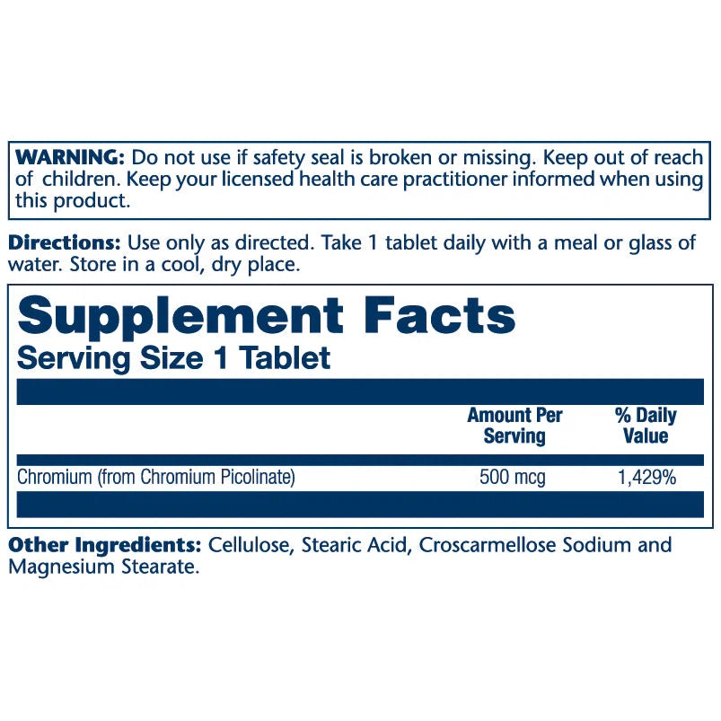 Solaray Chromium Picolinate, 500 mcg 60 Tablets